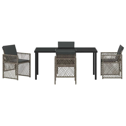 Garden Dining Set 5 pcs Grey Poly Rattan