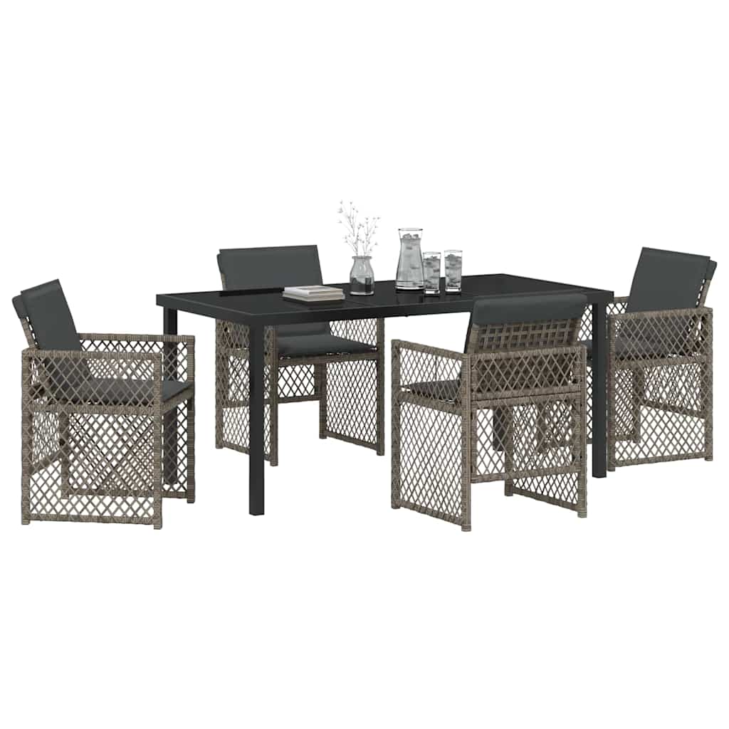 Garden Dining Set 5 pcs Grey Poly Rattan