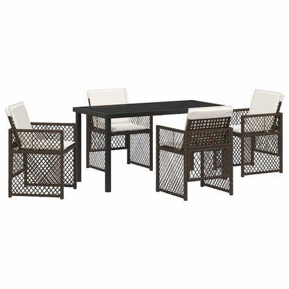 Garden Dining Set 5 pcs Brown Poly Rattan