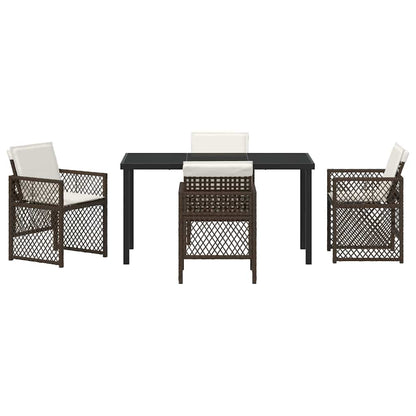 Garden Dining Set 5 pcs Brown Poly Rattan