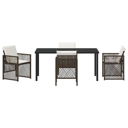 Garden Dining Set 5 pcs Brown Poly Rattan