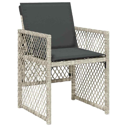 Garden Dining Set 5 pcs Light grey Poly Rattan