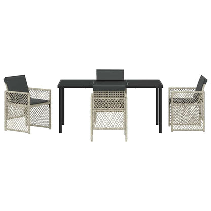 Garden Dining Set 5 pcs Light Grey Poly Rattan