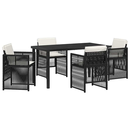 Garden Dining Set 5 pcs Black Poly rattan