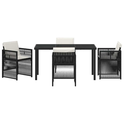 Garden Dining Set 5 pcs Black Poly rattan