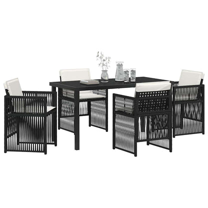Garden Dining Set 5 pcs Black Poly rattan