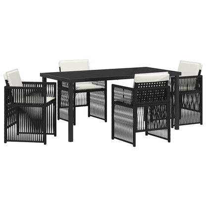 Garden Dining Set 5 pcs Black Poly rattan