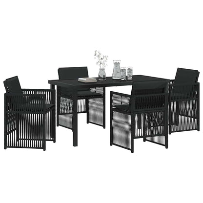 Garden Dining Set 5 pcs Black Poly rattan