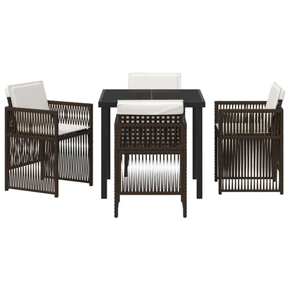 Garden Dining Set 5 pcs Brown Poly rattan