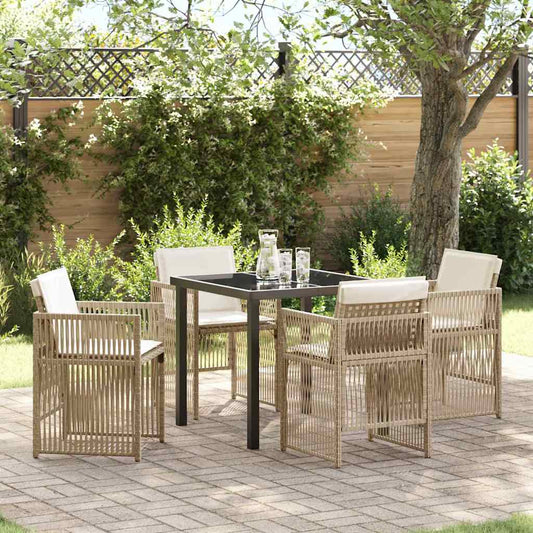 Garden Dining Set 5 pcs Beige Poly rattan