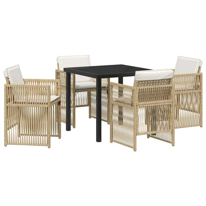 Garden Dining Set 5 pcs Beige Poly rattan