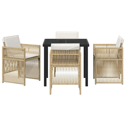 Garden Dining Set 5 pcs Beige Poly rattan