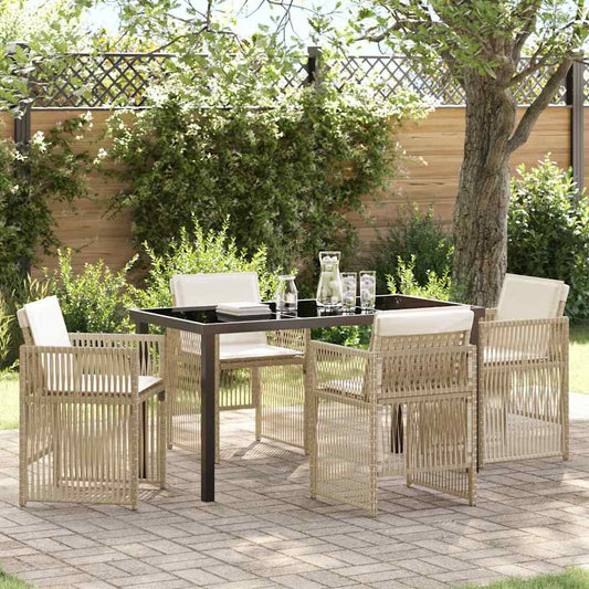 Garden Dining Set 5 pcs Beige Poly rattan