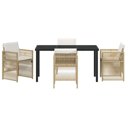 Garden Dining Set 5 pcs Beige Poly rattan