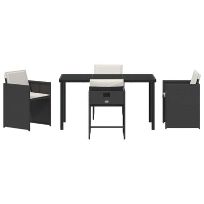 Garden Dining Set 5 pcs Black Poly Rattan