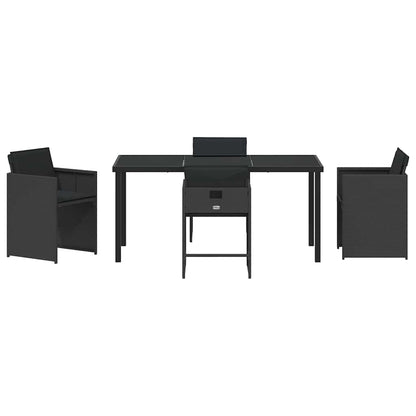 Garden Dining Set 5 pcs Black Poly Rattan