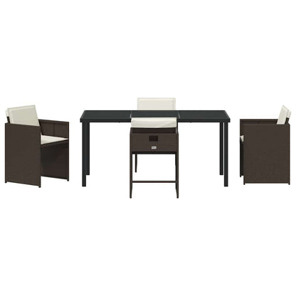 Garden Dining Set 5 pcs Brown Poly Rattan