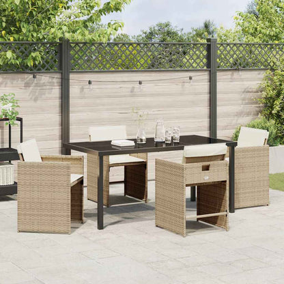 Garden Dining Set 5 pcs Beige Poly Rattan