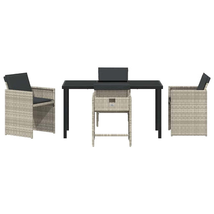 Garden Dining Set 5 pcs Light Grey Poly Rattan