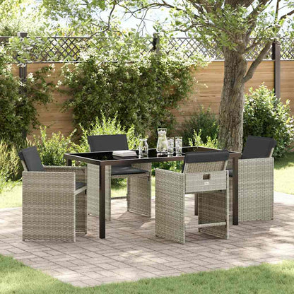 Garden Dining Set 5 pcs Light Grey Poly Rattan