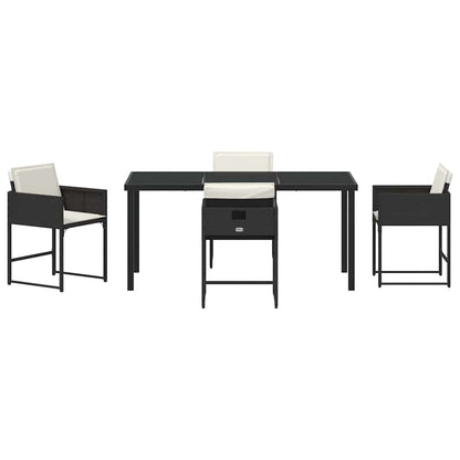 Garden Dining Set 5 pcs Black Poly Rattan
