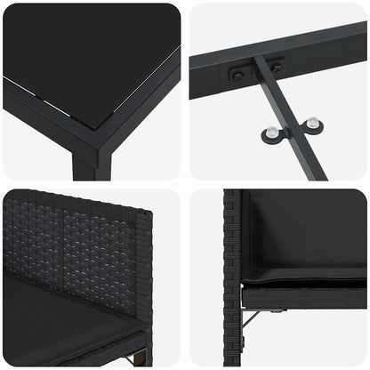 Garden Dining Set 5 pcs Black Poly Rattan