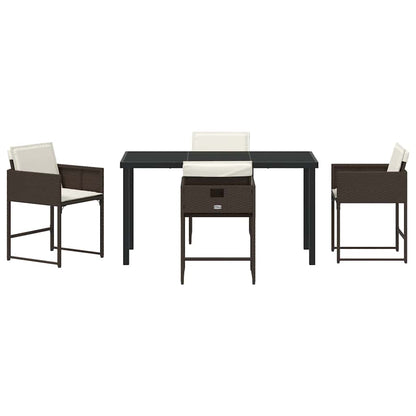 Garden Dining Set 5 pcs Brown Poly Rattan