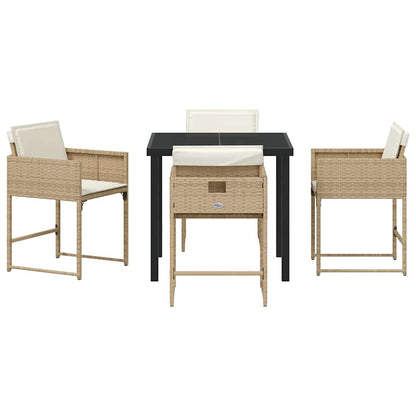 Garden Dining Set 5 pcs Beige Poly Rattan