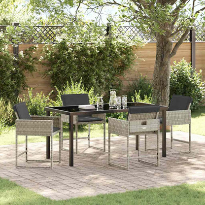 Garden Dining Set 5 pcs Light Grey Poly Rattan