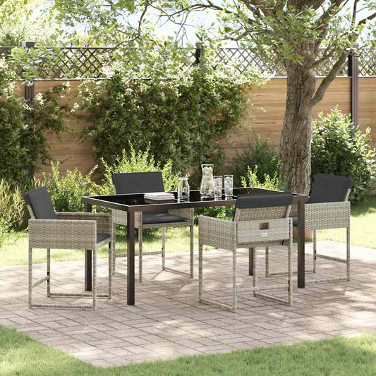 Garden Dining Set 5 pcs Light Grey Poly Rattan