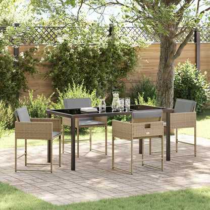 Garden Dining Set 5 pcs Beige Poly Rattan