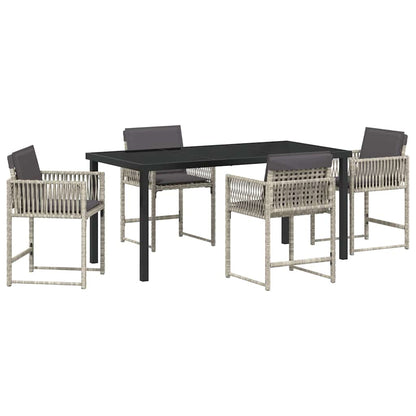 Garden Dining Set 5 pcs Light Grey Poly Rattan
