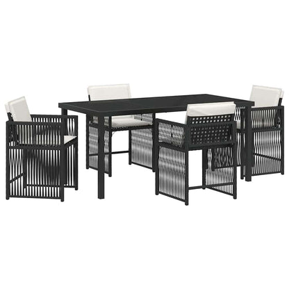 Garden Dining Set 5 pcs Black Poly Rattan