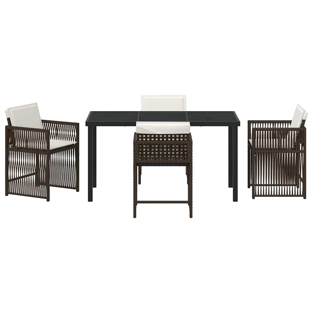 Garden Dining Set 5 pcs Brown Poly Rattan
