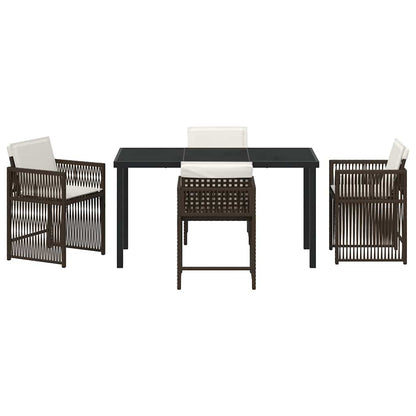 Garden Dining Set 5 pcs Brown Poly Rattan
