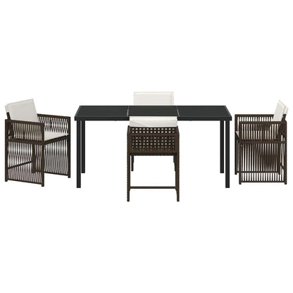 Garden Dining Set 5 pcs Brown Poly Rattan