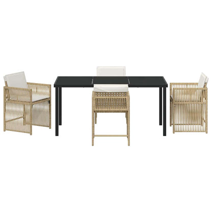 Garden Dining Set 5 pcs Beige Poly Rattan