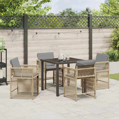 Garden Dining Set 5 pcs Beige Poly Rattan