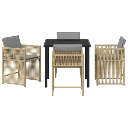 Garden Dining Set 5 pcs Beige Poly Rattan