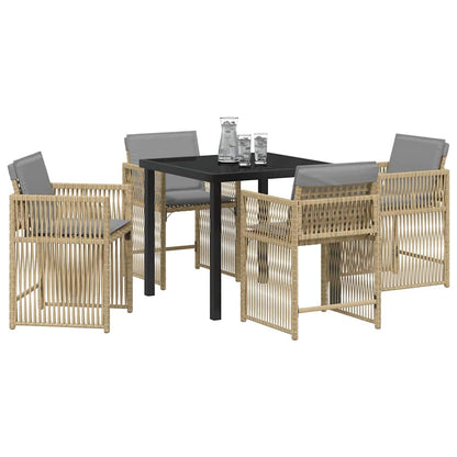 Garden Dining Set 5 pcs Beige Poly Rattan