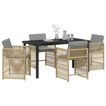 Garden Dining Set 5 pcs Beige Poly Rattan