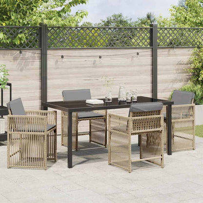 Garden Dining Set 5 pcs Beige Poly Rattan