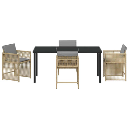 Garden Dining Set 5 pcs Beige Poly Rattan