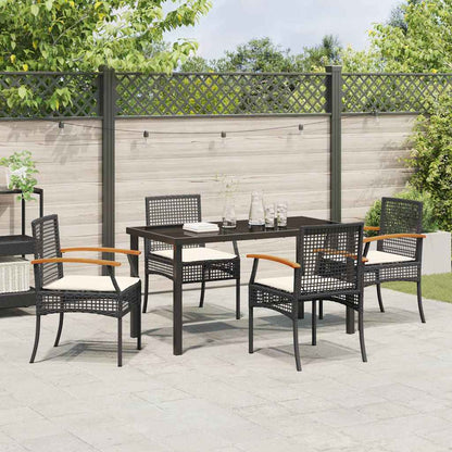 Garden Dining Set 5 pcs Black Poly Rattan