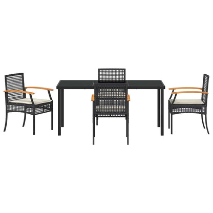 Garden Dining Set 5 pcs Black Poly Rattan