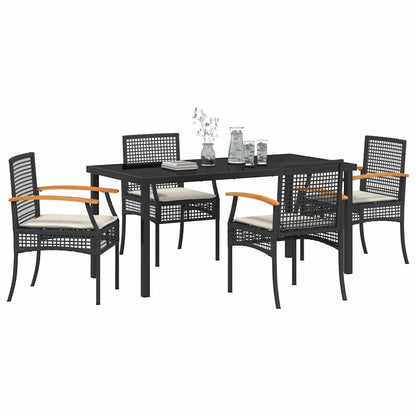 Garden Dining Set 5 pcs Black Poly Rattan