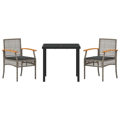 Garden Dining Set 3 pcs Grey Poly Rattan