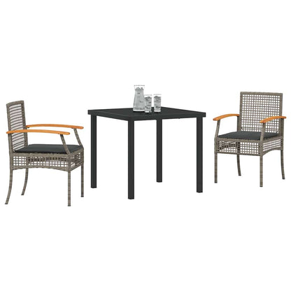 Garden Dining Set 3 pcs Grey Poly Rattan