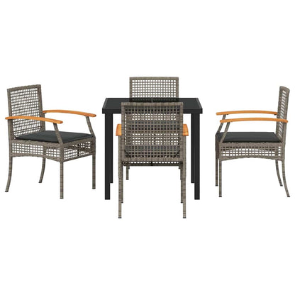 Garden Dining Set 5 pcs Grey Poly Rattan