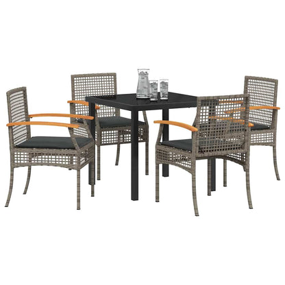 Garden Dining Set 5 pcs Grey Poly Rattan